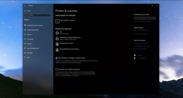 Meni za dodavanje printera u Win 10