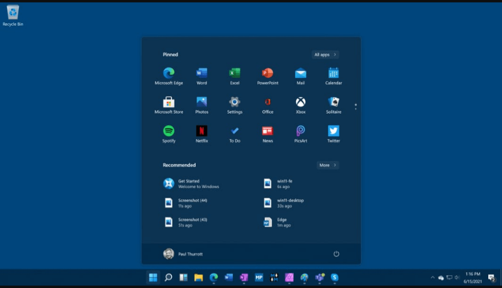 Windows 11 desktop meni