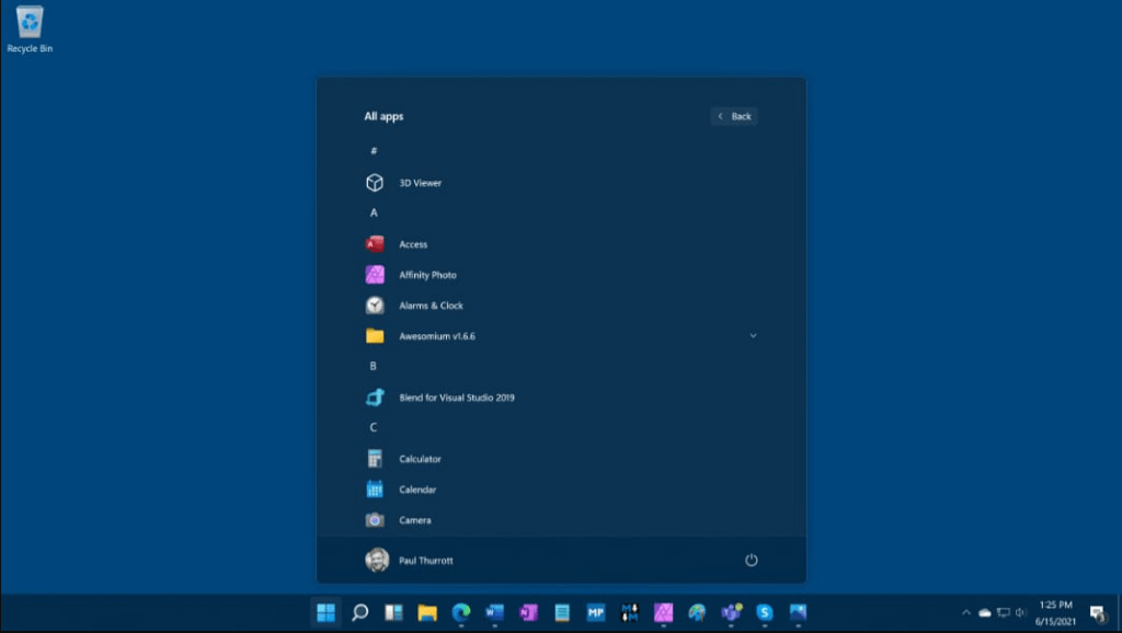 Windows 11 desktop all apps