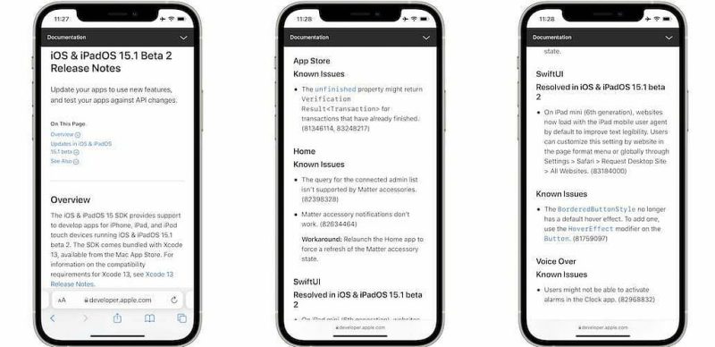 iOS 15.1 Public Beta 2 release notes