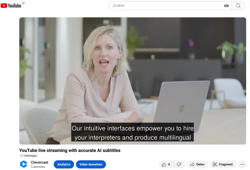 YouTube live stream auto captions
