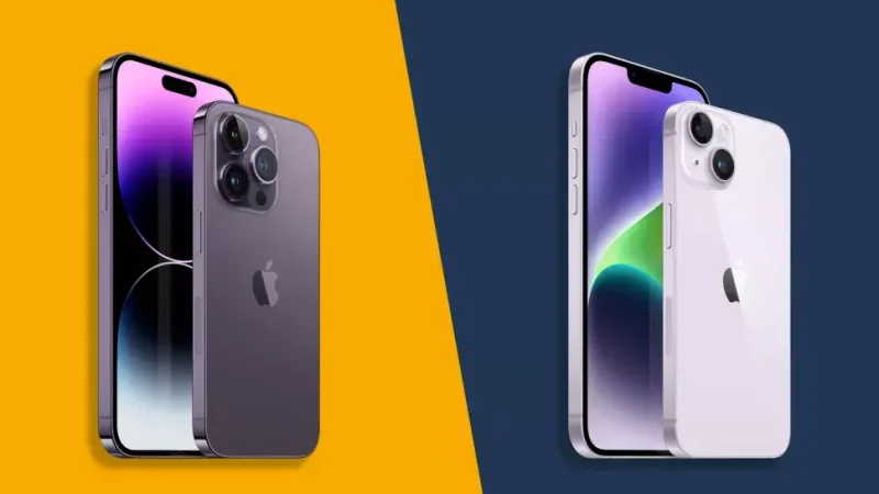 Predviđanja dizajna iPhone 15 1 iPhone 15 bi mogao da zameni zadnju staklenu ploču koju je koristio njegov prethodnik (desno) za brušeno staklo iPhone 14 Pro (levo) (Image credit: Future)