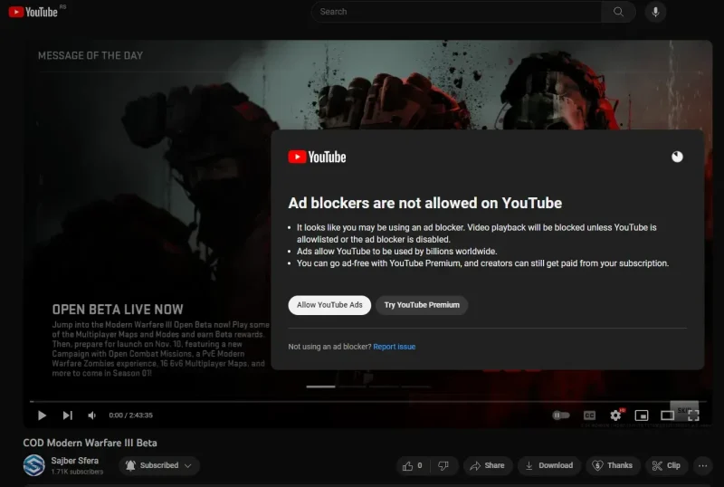 Blokirate reklame? YouTube će blokirati vas!