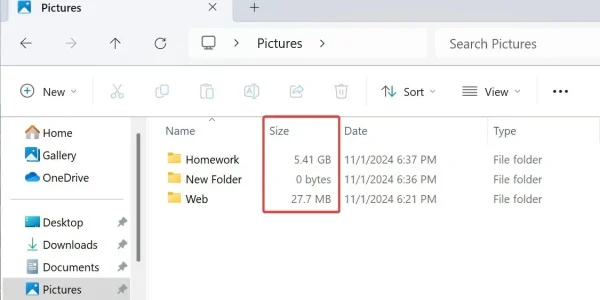 Kako prikazati veličinu foldera u Windows 11