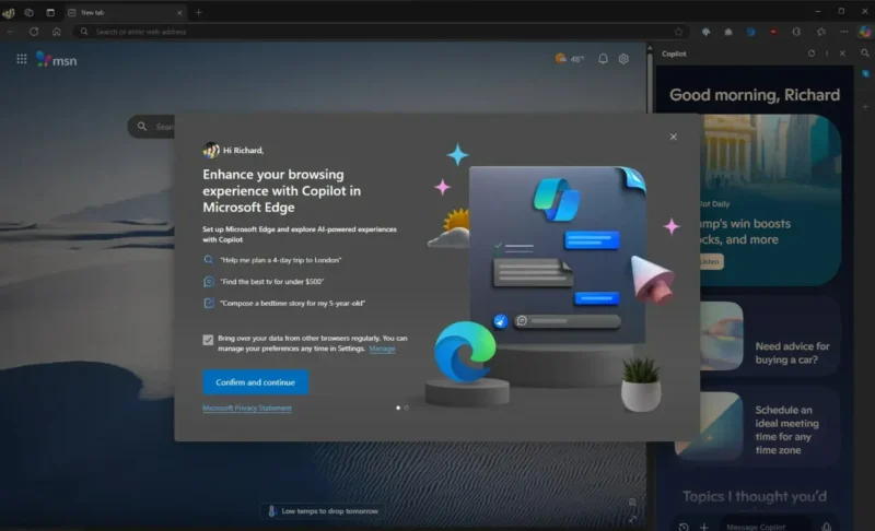 Microsoft priznaje da Edge pokušava da ukrade vaše Chrome tabove 1 Microsoft Edge Copilot Promt