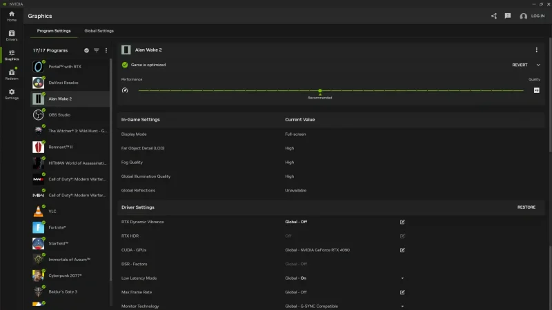 nVidia app podešavanja grafike