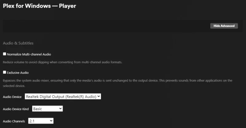 Kako povratiti podršku za Dolby Digital (AC-3) u operativnom sistemu Windows 11 24H2 - Plex for Windows Player podešavanja