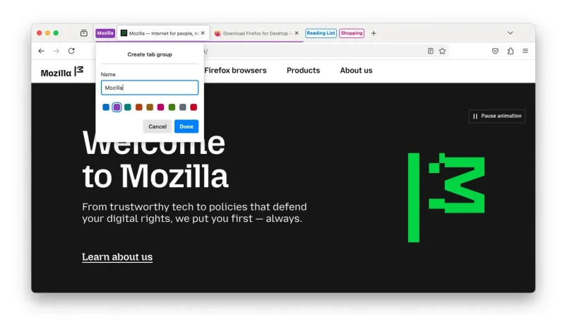 Firefox dobija veliko ažuriranje sa grupama kartica, poboljšanom adresnom trakom, HEVC-om za Linux i još mnogo toga