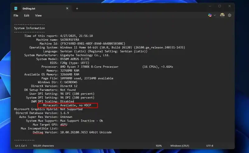 Kako koristiti laptop ili tablet kao drugi monitor? dxdiag miracast wireless display windows 11