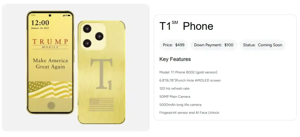Tramp najavio T1 Phone i T1 Mobile - Američki predsednik najavljuje zlatni pametni telefon po ceni od 499 dolara i novu bežičnu 5G uslugu „T1 Mobile“