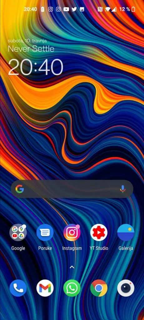 OnePlus 9- Recenzija 5 OnePlus 9 izgled interfesja na pocetnoj stranici