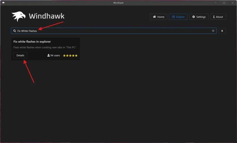 Popravi treperenje File Explorera - Popravi treperenje u File Exploreru u tamnom režimu na Windows 11 (sa Windhawk rešenjem)