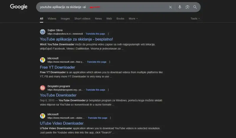 pretraga bez ai Sajber Sfera IT Vesti, Gaming, Saveti, Vodiči