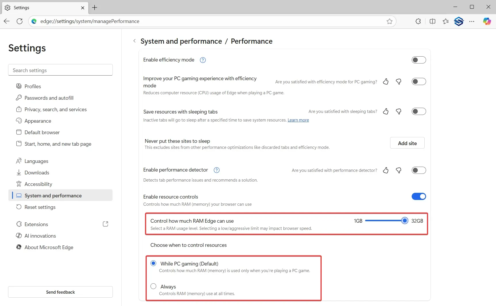 Microsoft Edge troši previše RAM-a? 3 Enable resource controls