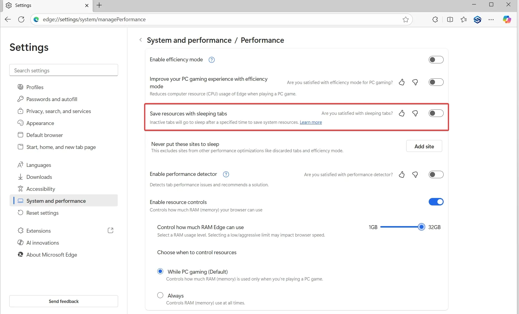 Microsoft Edge troši previše RAM-a? 4 Podesite limit RAM memorije u Edge