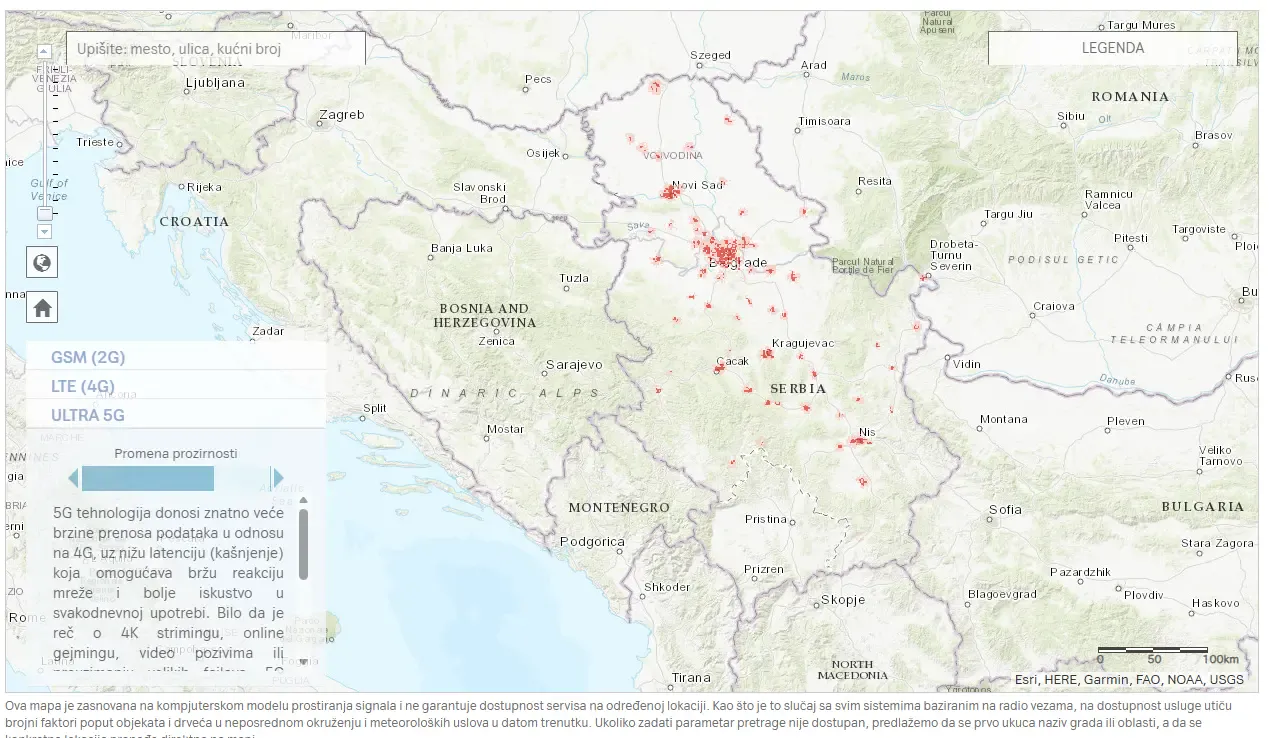 Pokrivenost 5G signalom u Srbiji