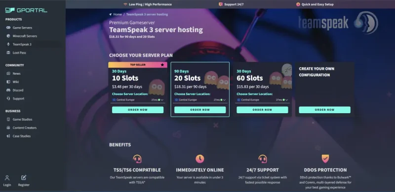 G Portal TS3 hosting