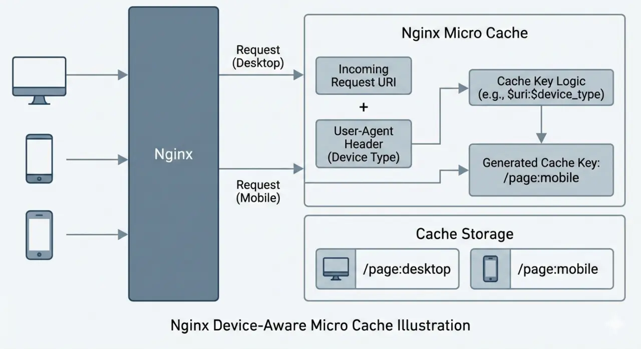 Device-aware cache ključ