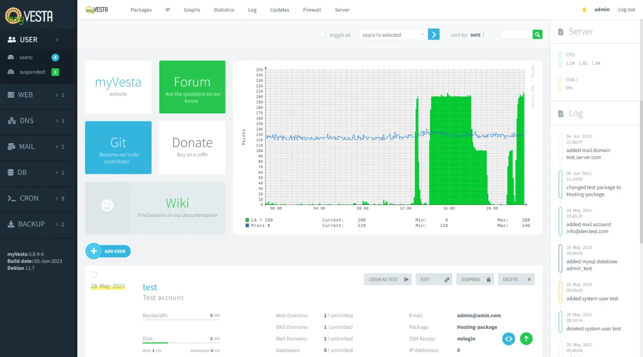 myVesta Control Panel