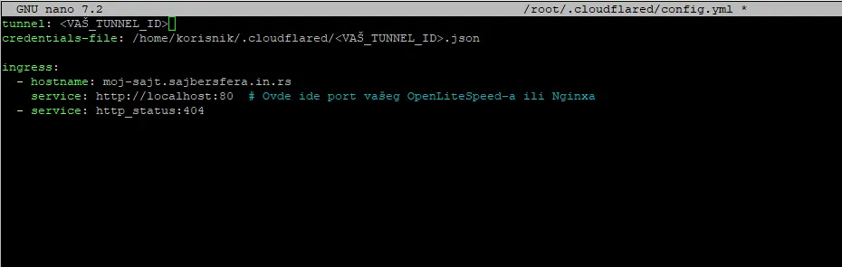 Kako instalirati Cloudflare Tunnel na Ubuntu serveru 8 cloudflare tunnel config 1 Sajber Sfera Tech IT News, Tech, Gaming, Reviews