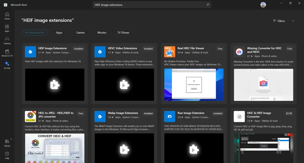 HEIF ekstenzija HEIF ekstenzija microsoft store