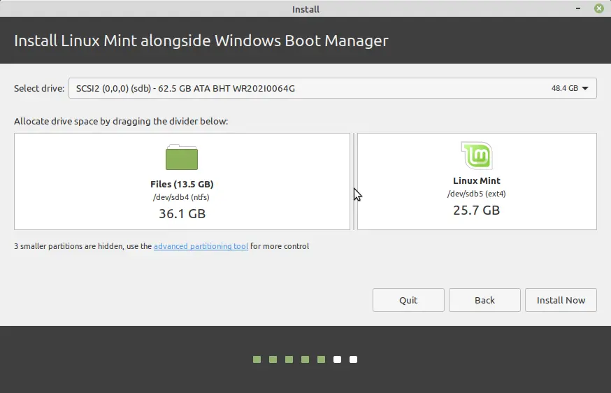Install Linux Mint alongside Windows Boot Manager