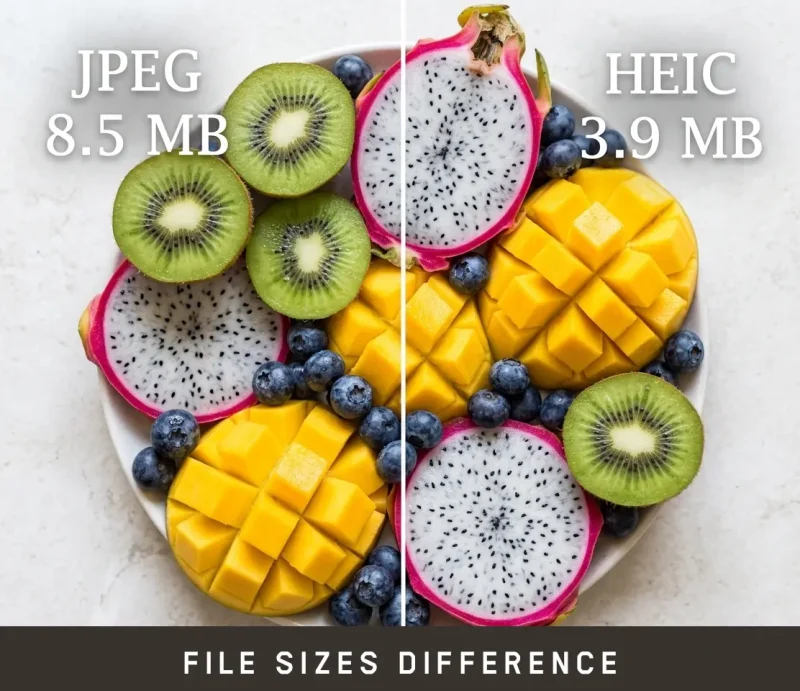 Kako otvoriti i konvertovati HEIC datoteke u JPEG u operativnom sistemu Windows 10/11 2 Razlika u veličinama JPEG vs HEIC