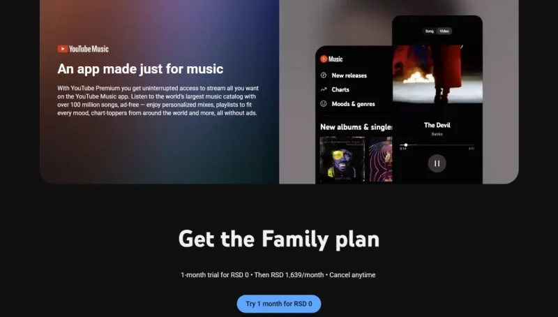YouTube Premium cena u Srbiji u 2026. 3 Porodićni plan youtube premium Srbija