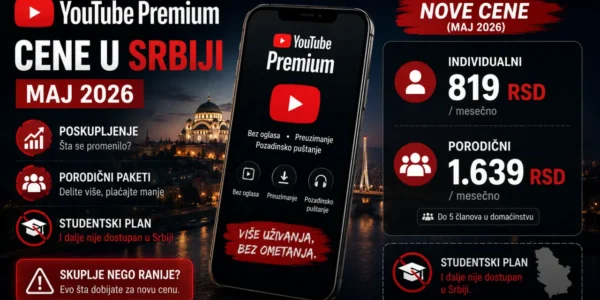 YouTube Premium cena u Srbiji u 2026.