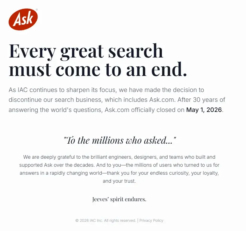 Ask.com ugašen nakon 25 godina: Internet više neće biti isti