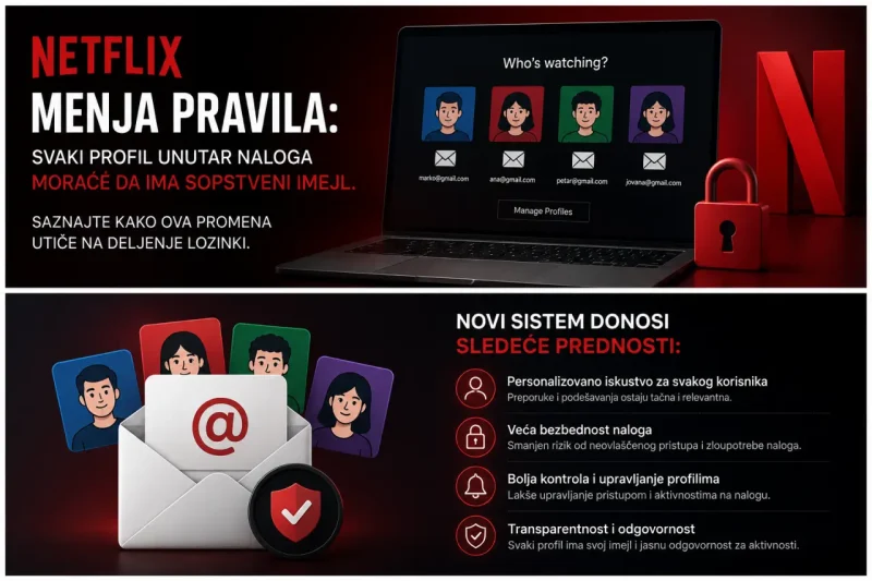 Svaki Netflix profil dobija svoj imejl
