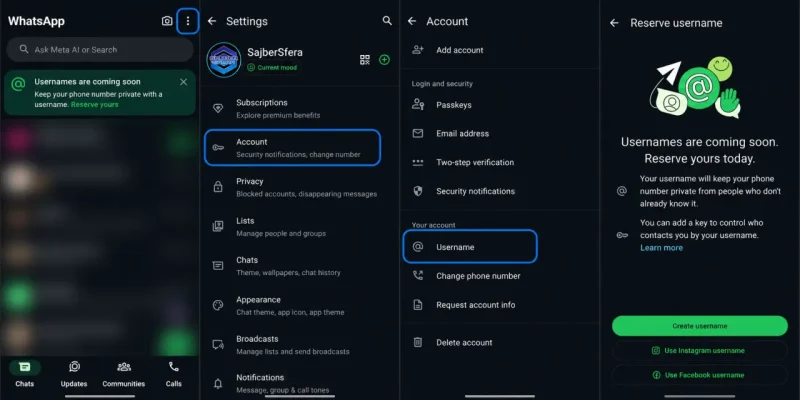 WhatsApp usernames opcija i rezervacija