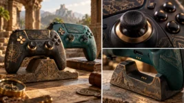 8BitDo Tomb Raider kontroleri sa detaljima analognih palica