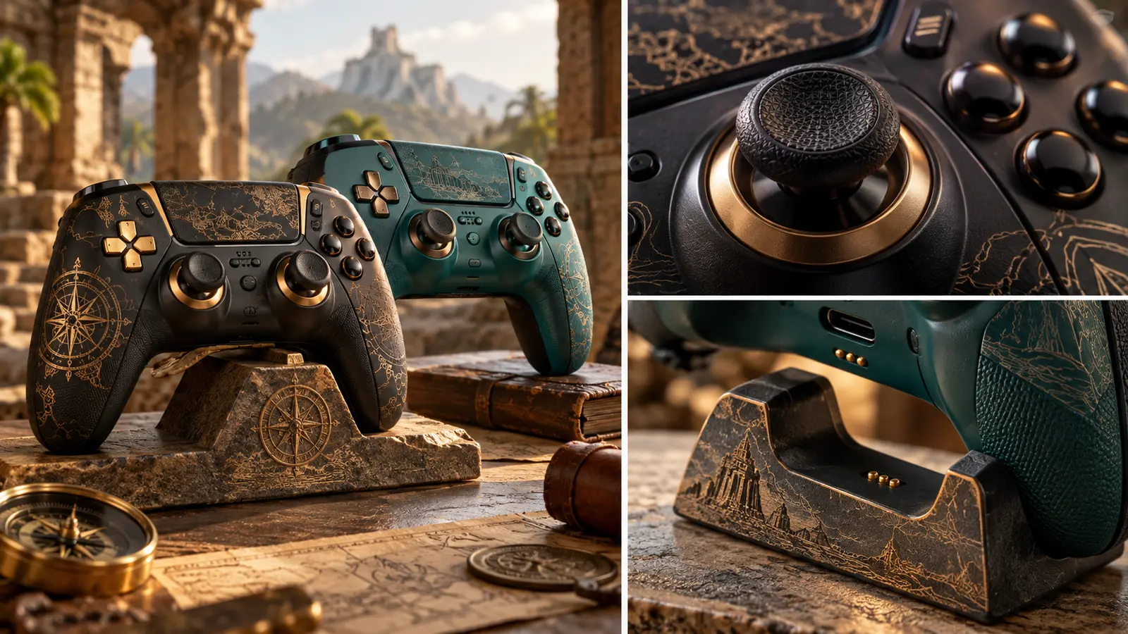 8BitDo Tomb Raider kontroleri sa detaljima analognih palica
