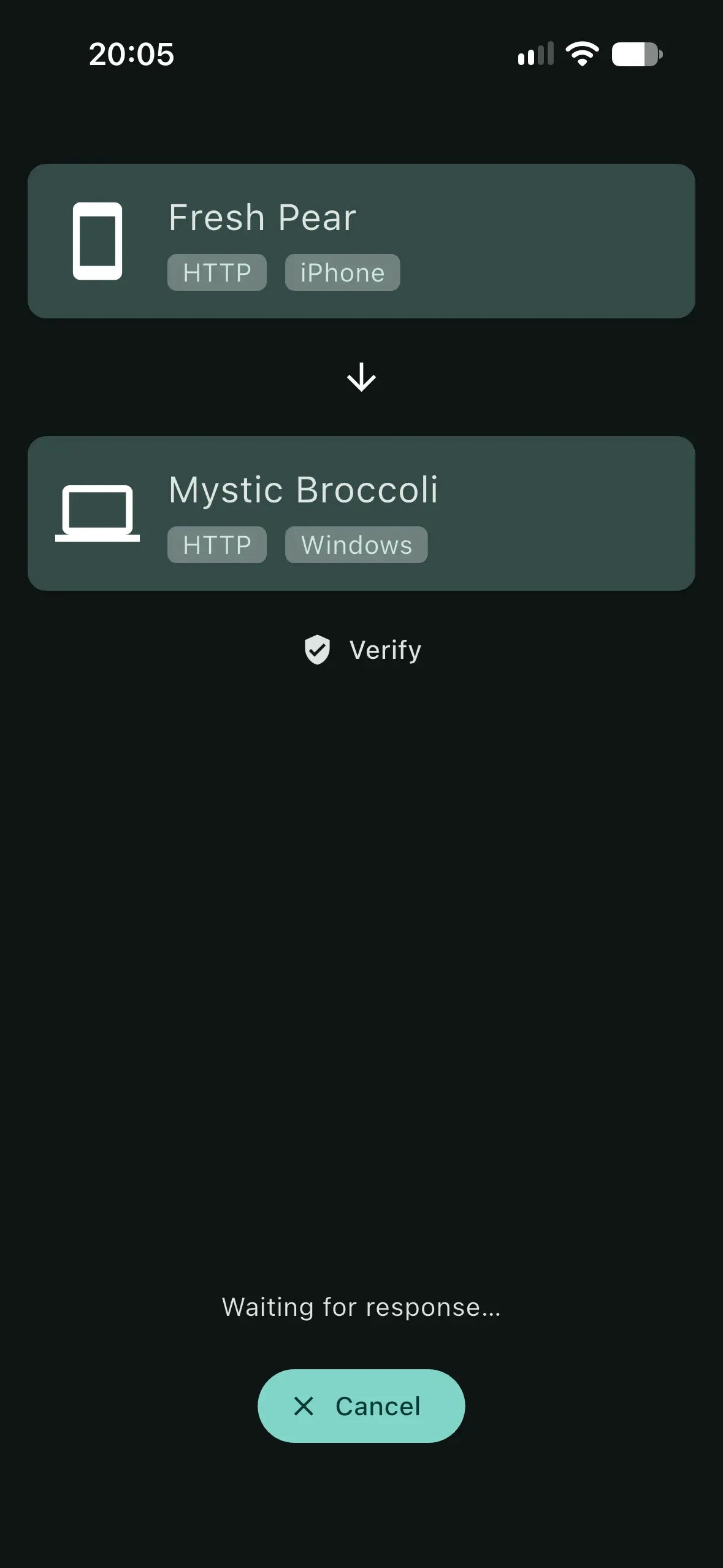 LocalSend na iPhone-u čeka potvrdu Windows računara za prijem fajlova