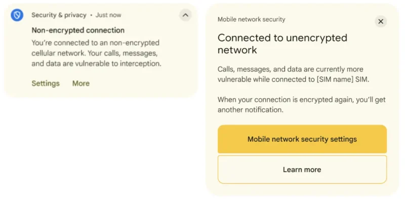 Android Advanced Protection zaštita: upozorenje na nešifrovanu mobilnu vezu