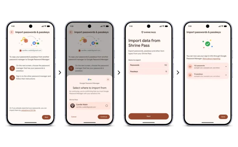 Android password manager: bezbedan prenos lozinki 1 Android password manager Google Password Manager ekran za uvoz podataka