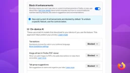 Firefox podešavanje za blokiranje AI funkcija