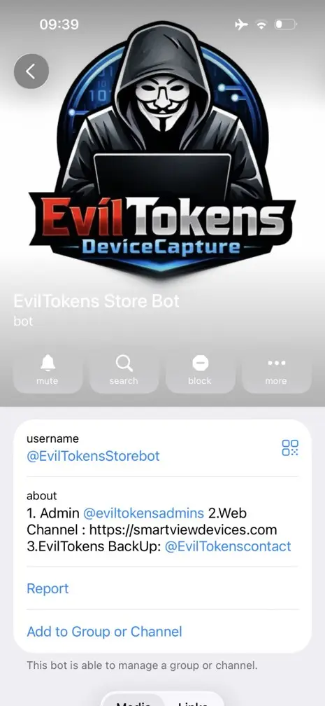 EvilTokens ukrao pristup za 12.000 inboxa 1 EvilTokens Telegram bot sa kontrolama phishing platforme i opcijama za tokene