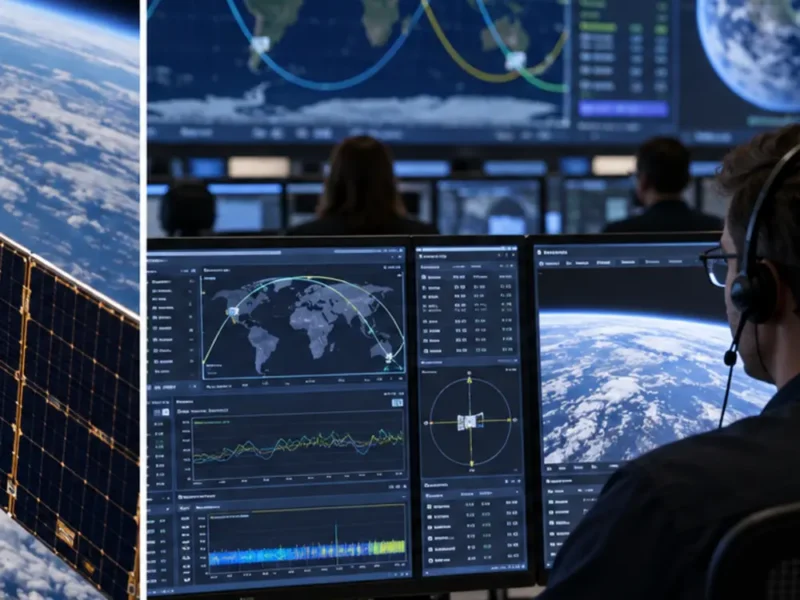 Google AI satelit i zemaljska kontrola — detalj