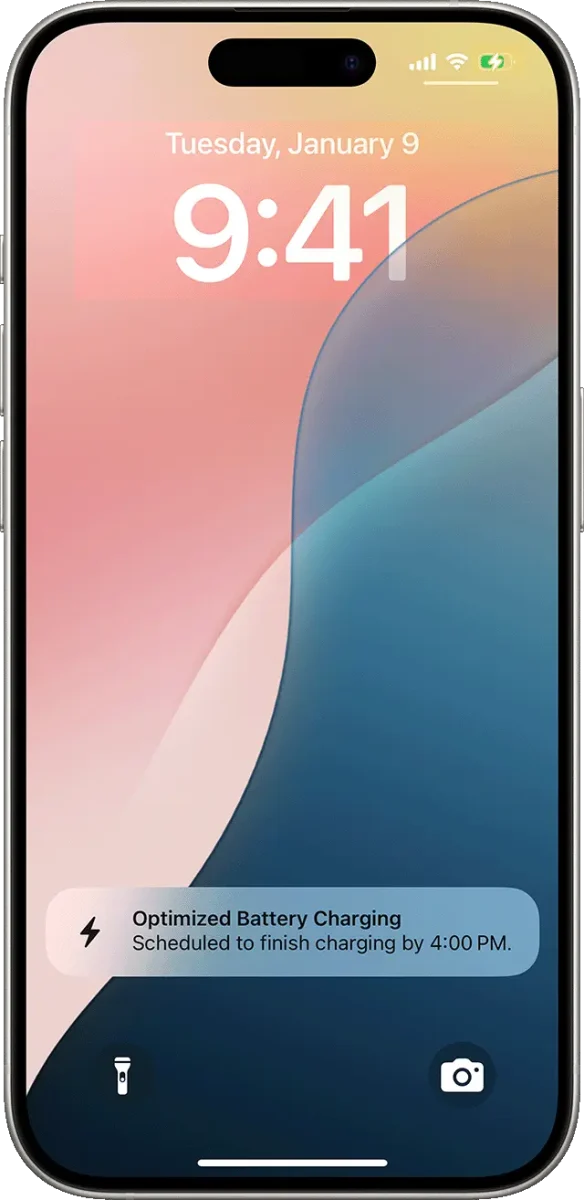 iPhone baterija — Optimized Battery Charging obaveštenje na zaključanom ekranu