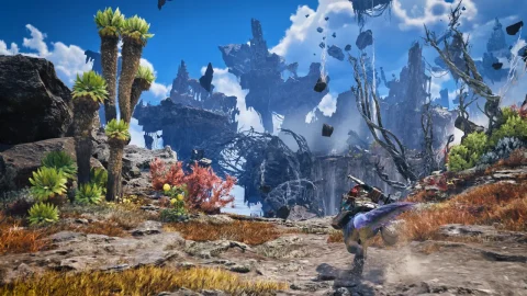 Lovac istražuje lebdeća ostrva oblasti Skybound Eyrie u ekspanziji Monster Hunter Wilds Ascendance
