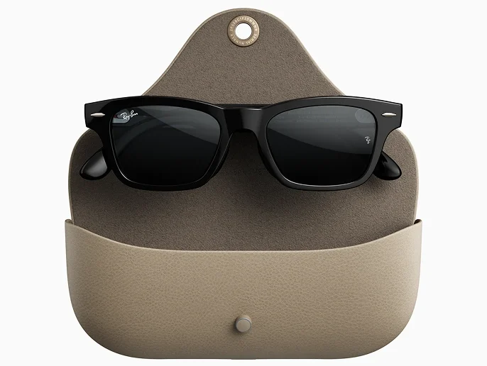 Ray-Ban Meta Audio arrives without a camera 1 Ray-Ban Meta Audio glasses resting on their charging case