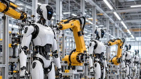 Humanoidni roboti na industrijskoj proizvodnoj liniji