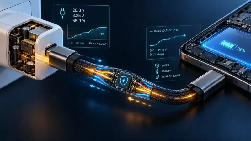 USB-C punjač pregovara snagu preko PD i PPS standarda