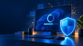 Windows 11 septembarske zakrpe prikazane kao bezbednosni štit pored računara