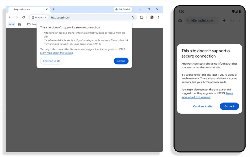 Chrome upozorenje za HTTP sajtove na računaru i telefonu