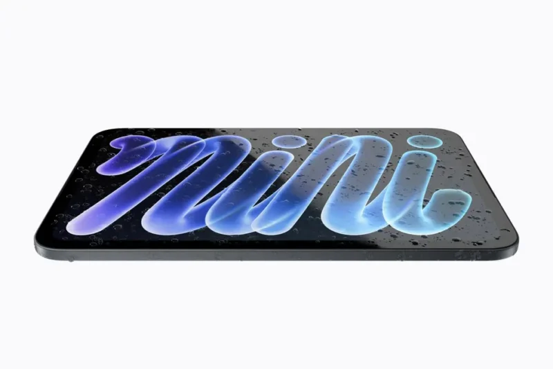 iPad mini 2026 sa OLED ekranom i A20 Pro čipom 1 iPad mini 2026 sa OLED ekranom sa kapljicama vode prikazuje IP67 zaštitu