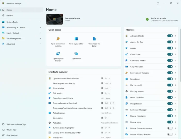 PowerToys Settings u Windowsu 11 sa uključenim File Locksmith modulom