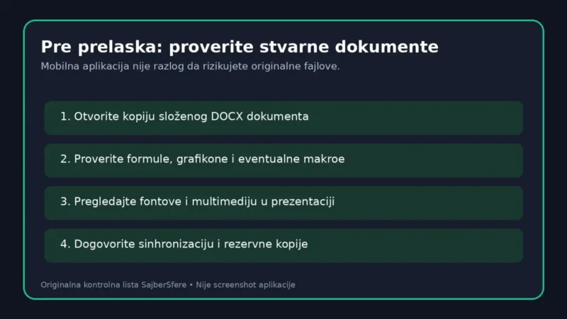 SoftMaker Office NX mobile donosi desktop alate 1 SoftMaker Office NX mobile kontrolna lista za proveru dokumenata pre prelaska